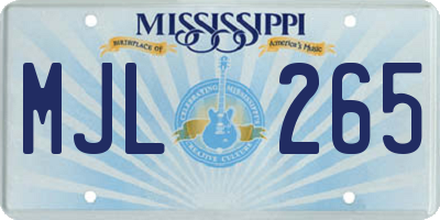 MS license plate MJL265