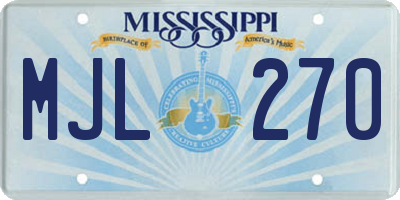 MS license plate MJL270