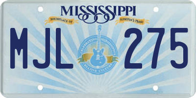 MS license plate MJL275