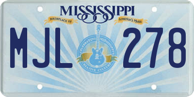 MS license plate MJL278