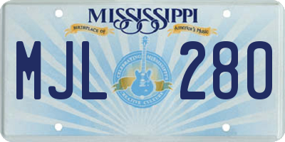 MS license plate MJL280