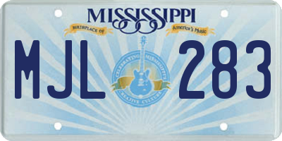 MS license plate MJL283