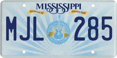MS license plate MJL285