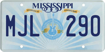 MS license plate MJL290