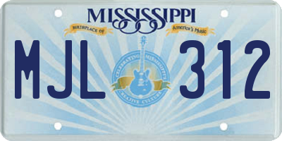MS license plate MJL312