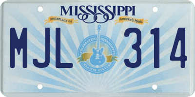 MS license plate MJL314