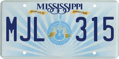 MS license plate MJL315