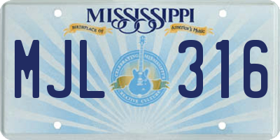 MS license plate MJL316