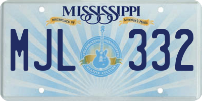 MS license plate MJL332
