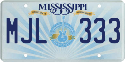 MS license plate MJL333