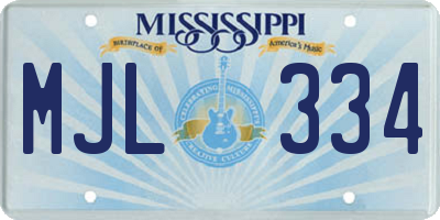 MS license plate MJL334