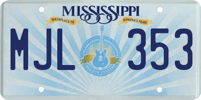 MS license plate MJL353
