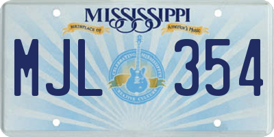 MS license plate MJL354