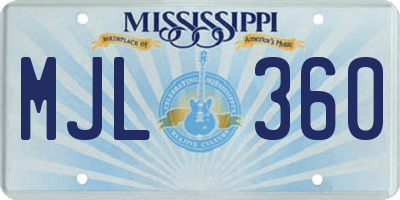MS license plate MJL360