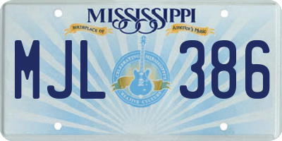 MS license plate MJL386