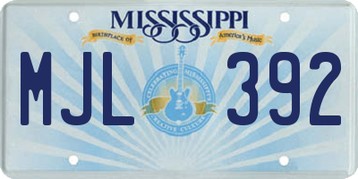 MS license plate MJL392