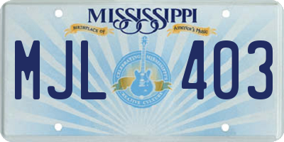 MS license plate MJL403