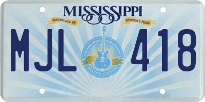 MS license plate MJL418