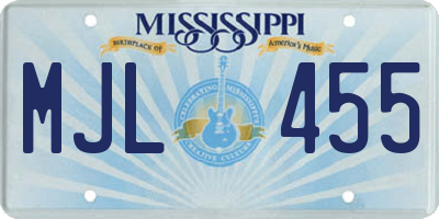 MS license plate MJL455