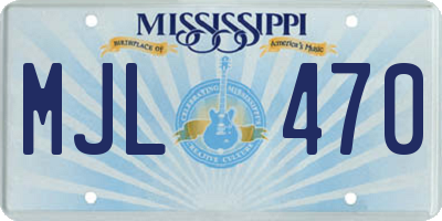 MS license plate MJL470
