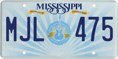 MS license plate MJL475