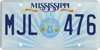 MS license plate MJL476