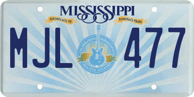 MS license plate MJL477