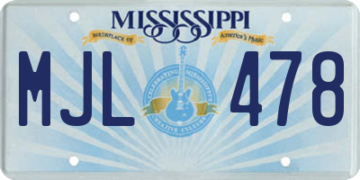 MS license plate MJL478