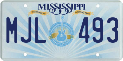 MS license plate MJL493