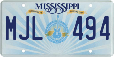 MS license plate MJL494