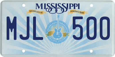 MS license plate MJL500