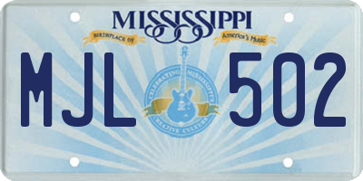 MS license plate MJL502