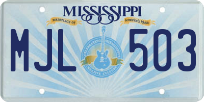 MS license plate MJL503