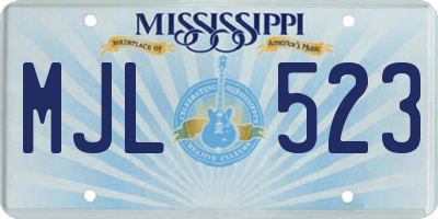 MS license plate MJL523