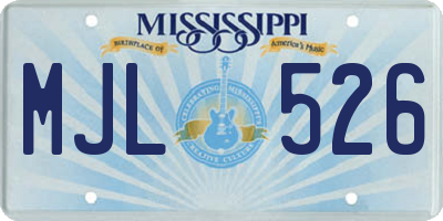 MS license plate MJL526