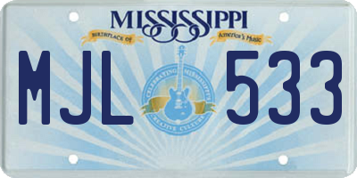 MS license plate MJL533