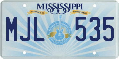 MS license plate MJL535