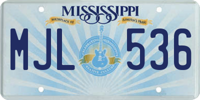 MS license plate MJL536