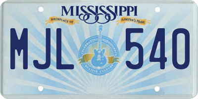 MS license plate MJL540