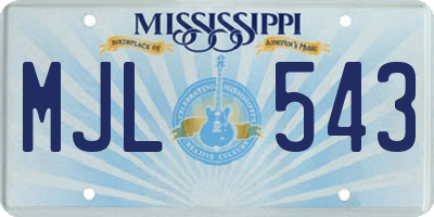 MS license plate MJL543