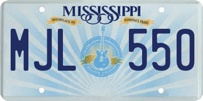 MS license plate MJL550