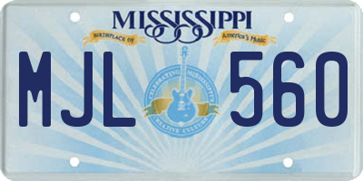 MS license plate MJL560