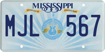 MS license plate MJL567