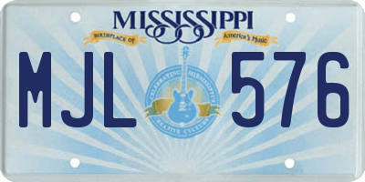MS license plate MJL576
