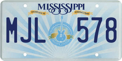 MS license plate MJL578