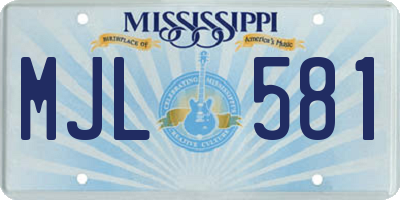 MS license plate MJL581