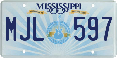 MS license plate MJL597