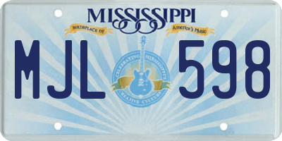 MS license plate MJL598
