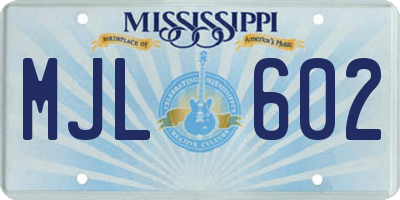 MS license plate MJL602
