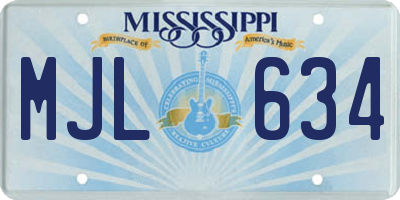 MS license plate MJL634